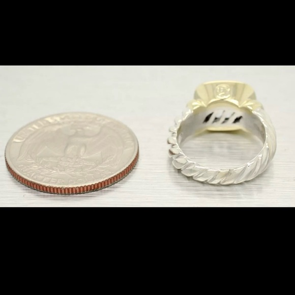 David Yurman Sterling Silver and 14k Yellow Gold Noblesse Cable Ring - Picture 9 of 15